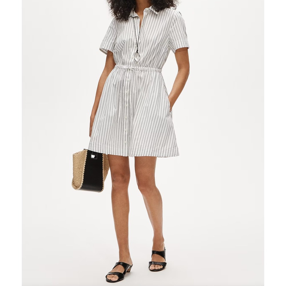 J.Crew | NWT Cerise Mini Shirt-Dress in Ivory Blue Stripe Poplin | Sz 4